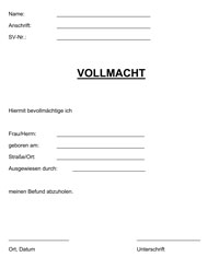 Vollmacht Befundabholung